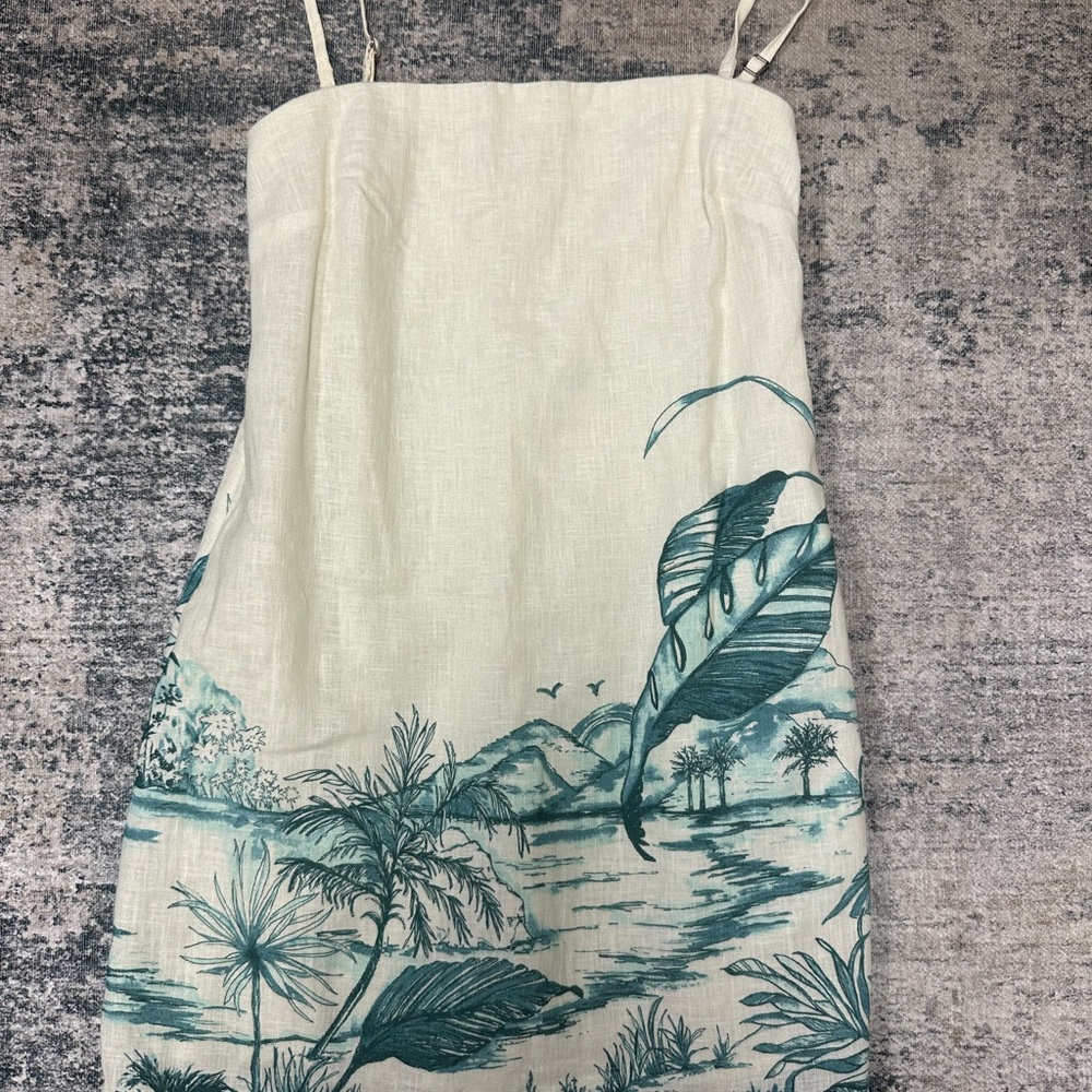 NWT Abercrombie & Fitch Cream Mini Skort Dress with Teal Botanical Print